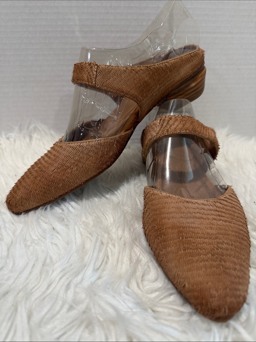 ANTELOPE Brown Leather Textured Pointed-Toe Strap Mule size 39
